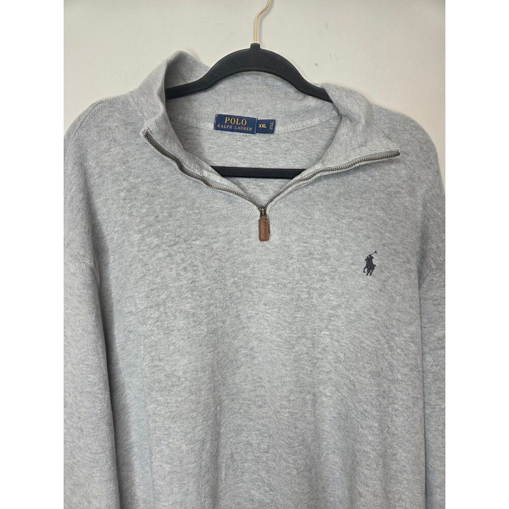 Polo Ralph Lauren Men’s XXL Gray Long Sleeve 1/4 Zip Pullover Sweater Knit